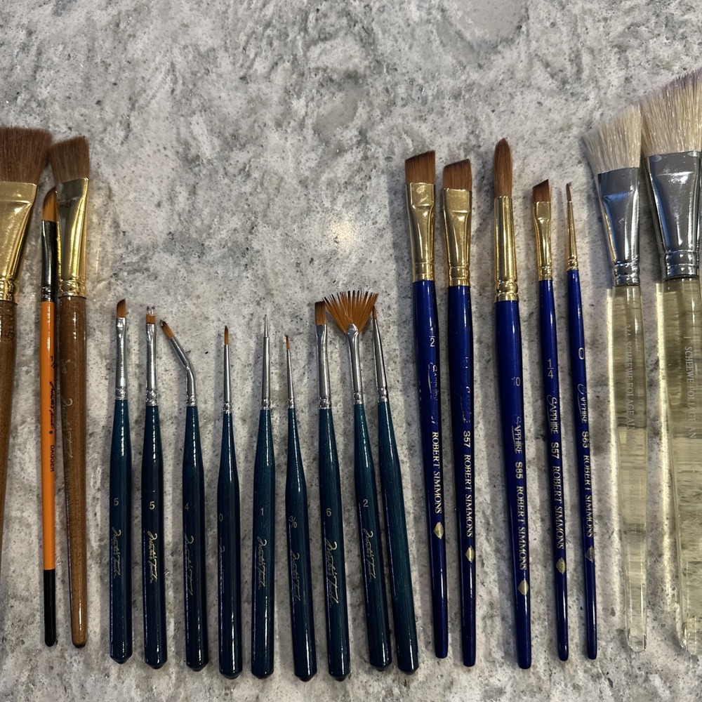 Lot Of Vintage Oil Paint Brushes 40 Winsor & Newton Robert Simmons Master Touch - Picture 3 of 16